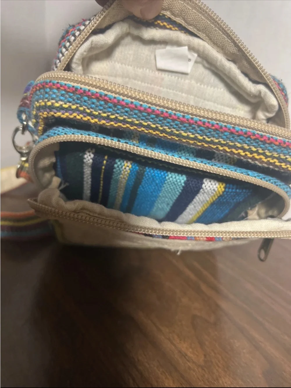 Himalayan Multi-Stripe Hemp Crossbody Bag - Natural Multi